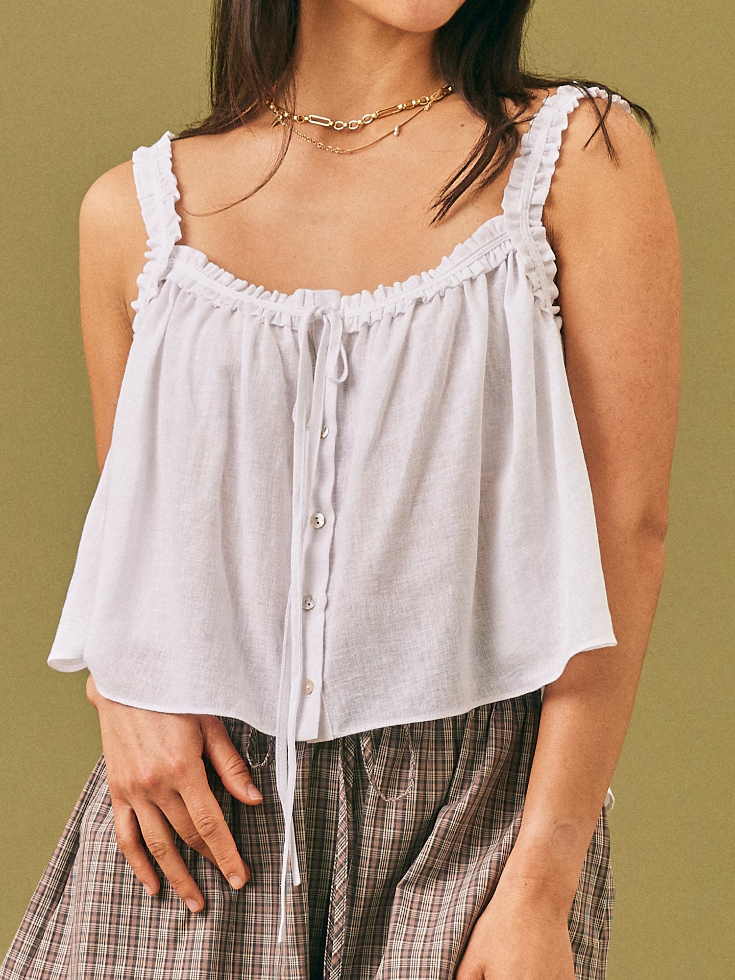 Seren Frill Cami Top White