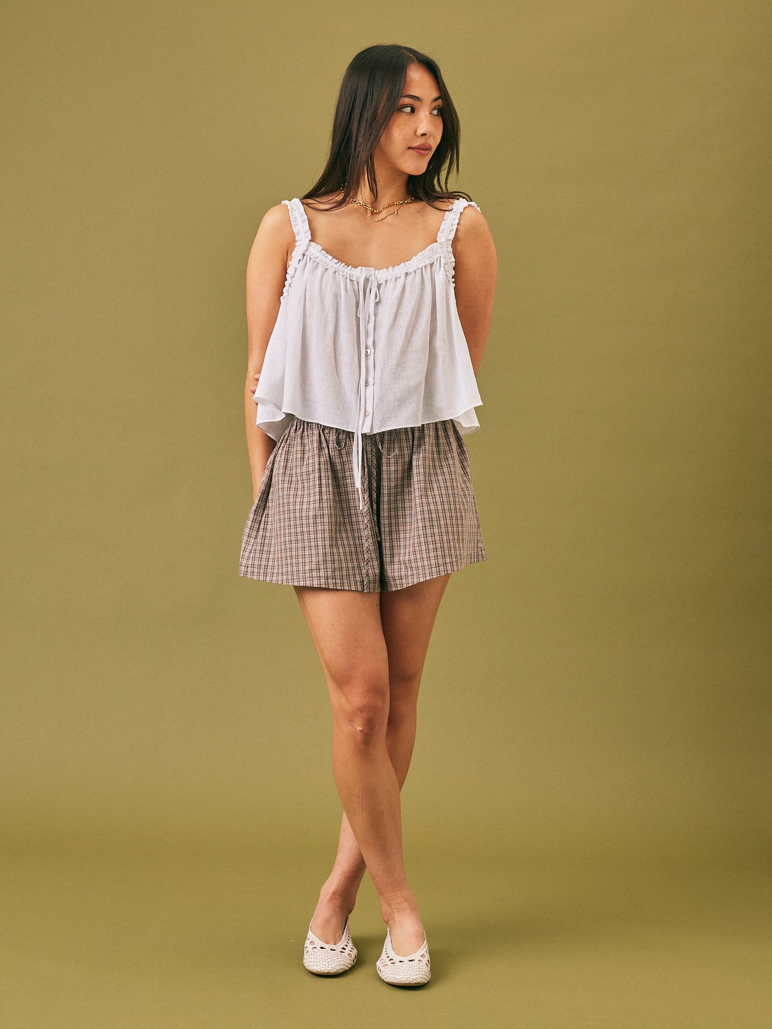 Seren Frill Cami Top White