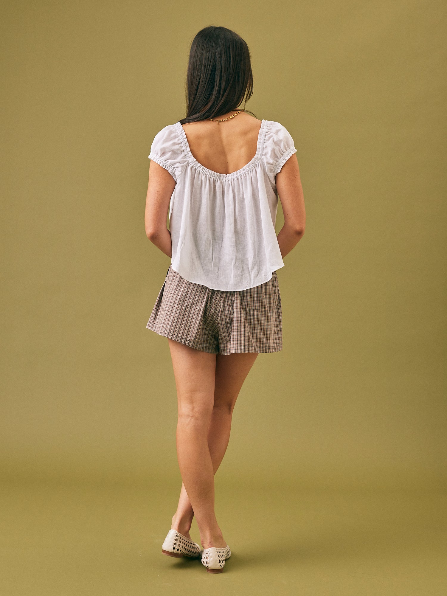 Elara Tie Front Top White