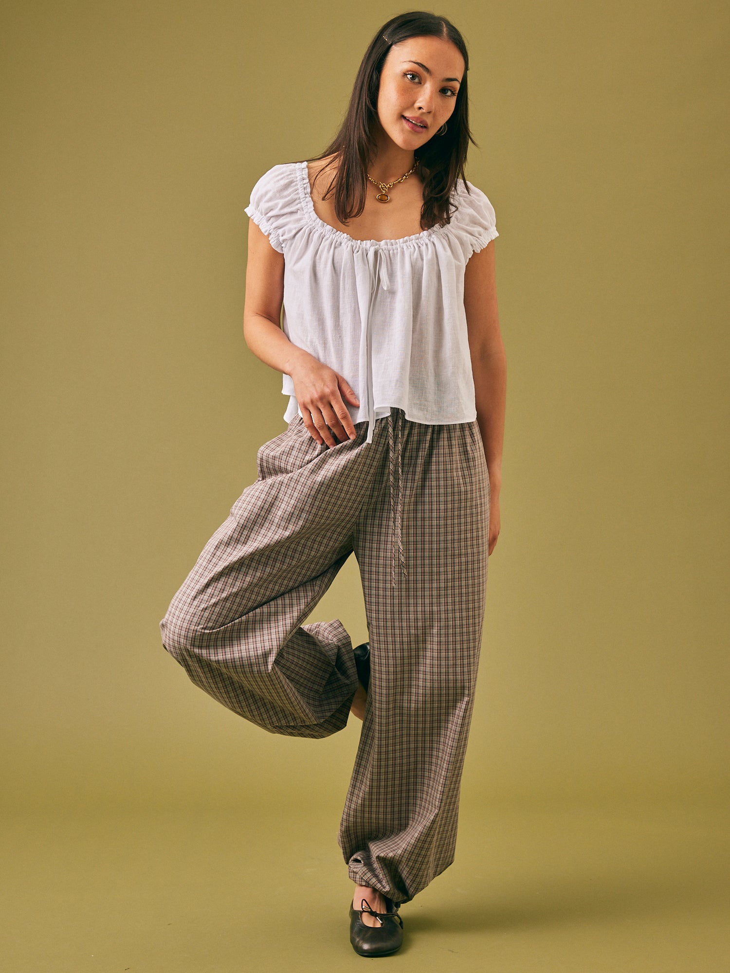 Elara Tie Front Top White