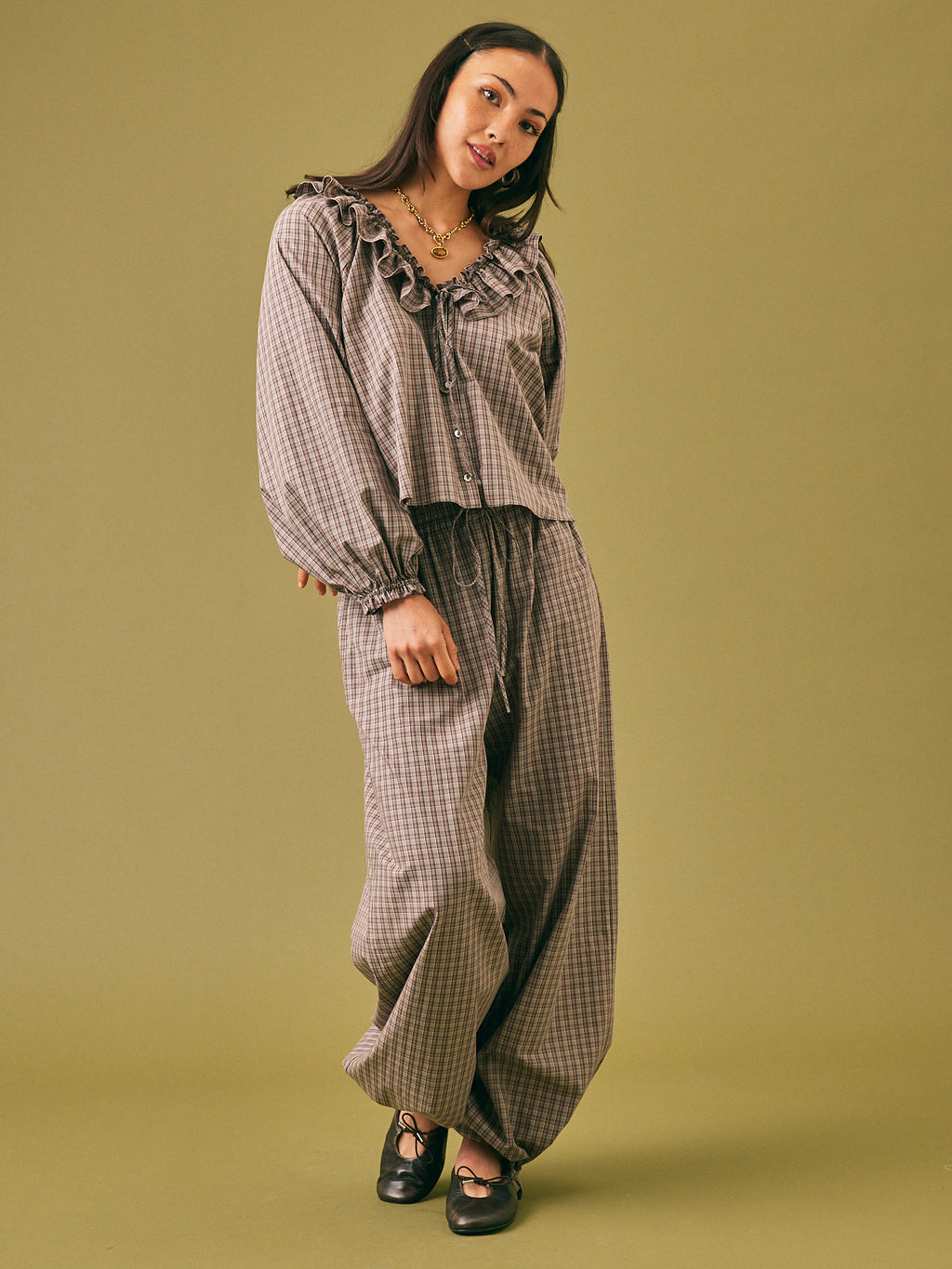 Lyra Frill Blouse Check