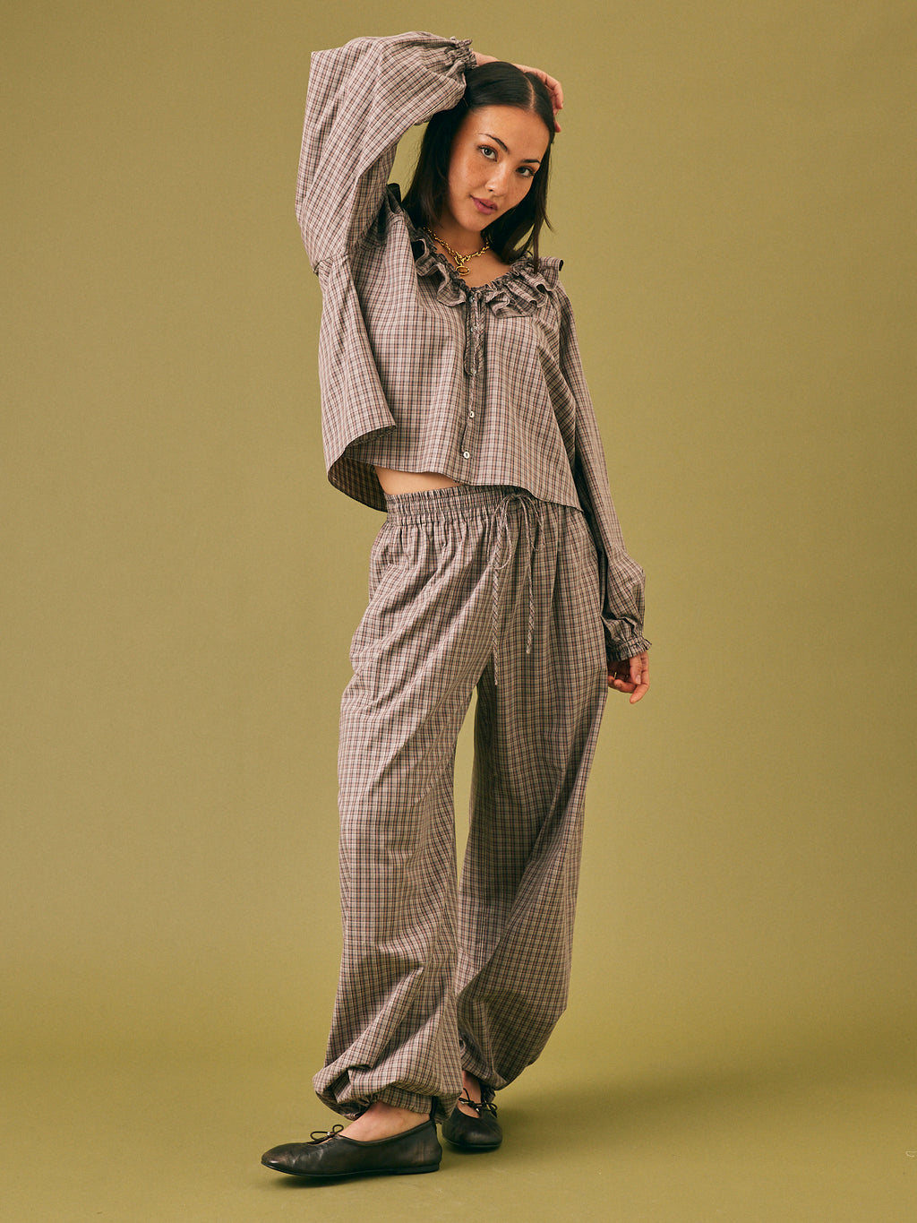Lyra Frill Blouse Check
