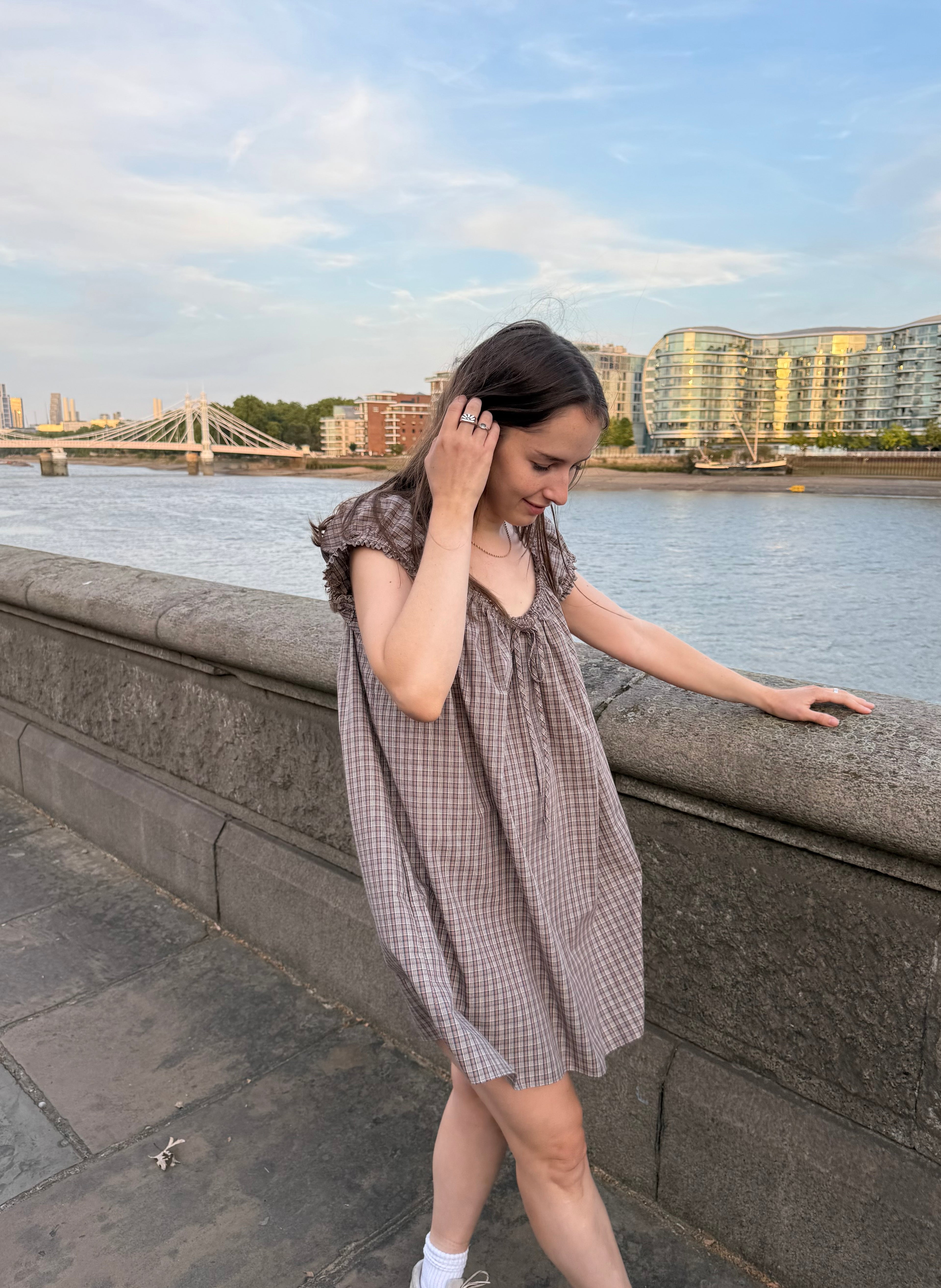 Elowen Tie Front Mini Dress Check