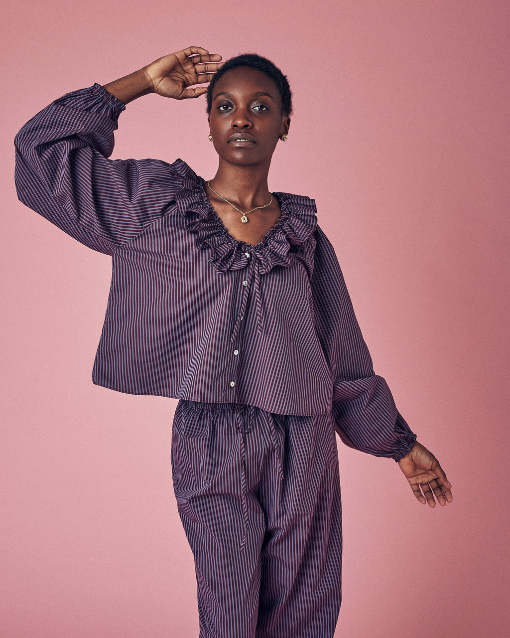 Lyra Frill Blouse Stripe