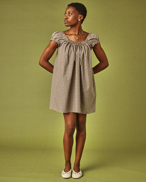 Elowen Tie Front Mini Dress Check