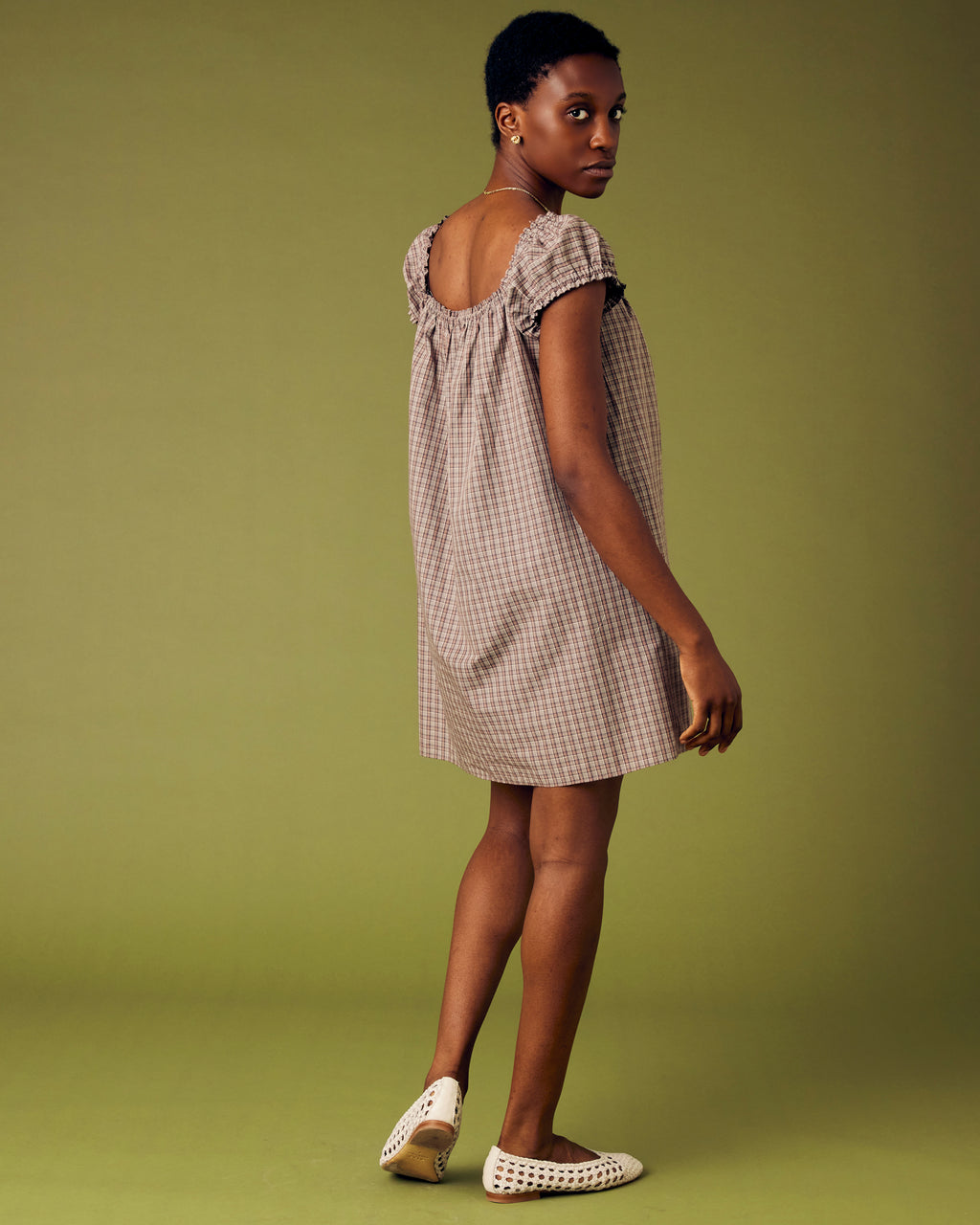 Elowen Tie Front Mini Dress Check