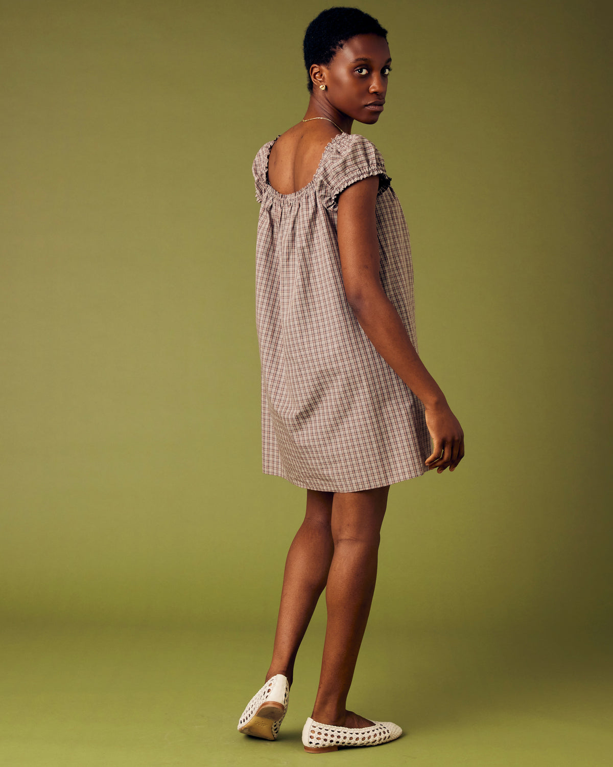 Elowen Tie Front Mini Dress Check